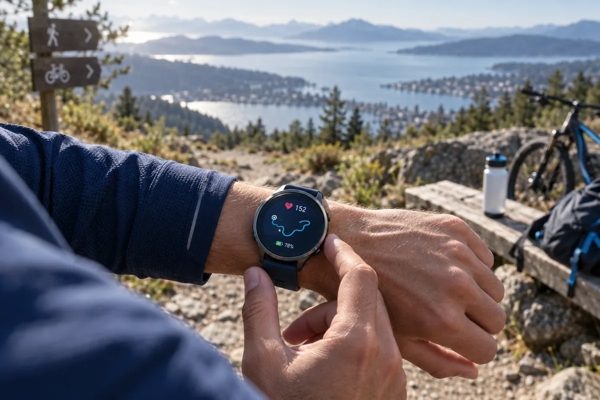 Smartwatch fitness tracking during an outdoor workout