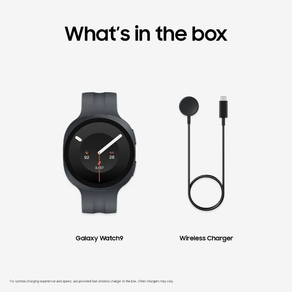 What's in the box for the Samsung Galaxy Watch9: the watch and a wireless charger