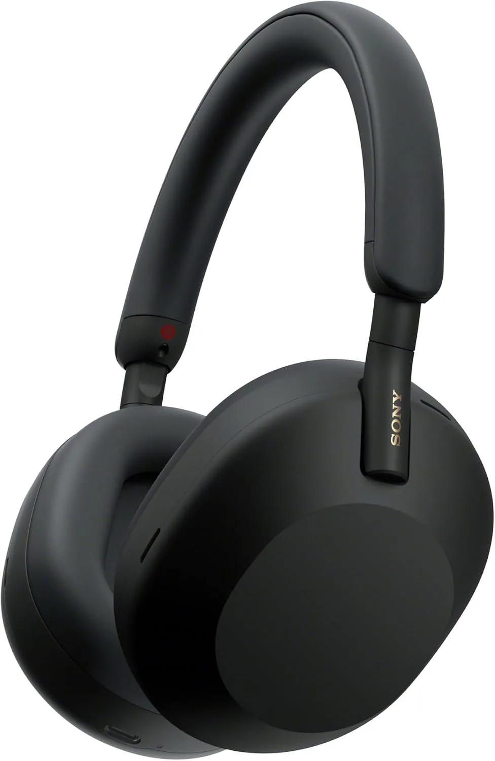Sony WH-1000XM5 wireless headphones in Black, angled product view
