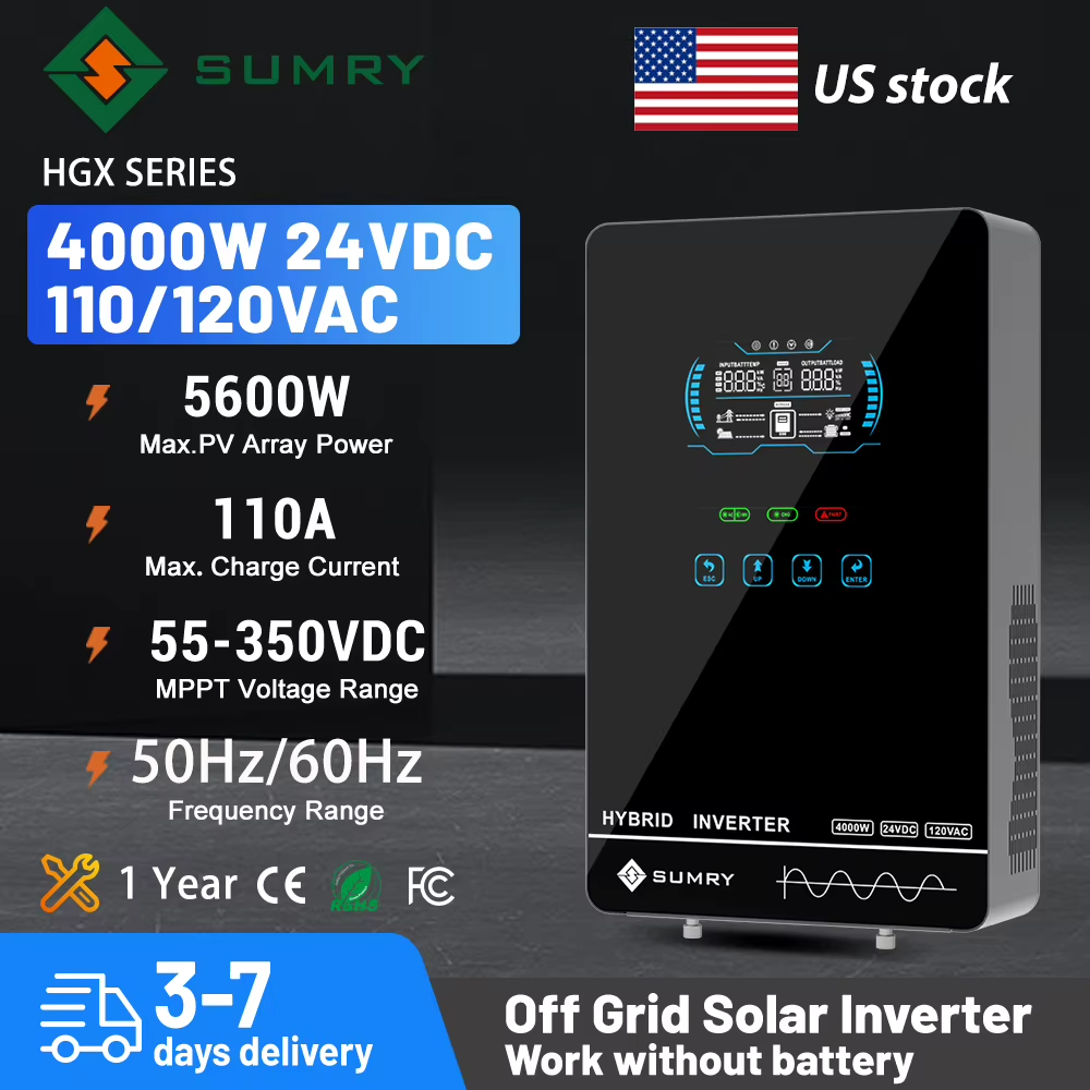 Seller specifications graphic for the Sumry 4kW 24V 110–120V inverter