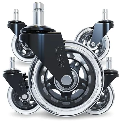 The Office Oasis original replacement office chair wheels, set of five.