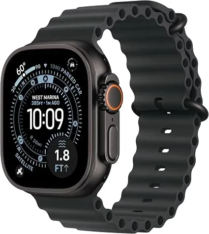 Apple Watch Ultra 3 in Black Titanium with Black Ocean Band; Apple catalogue image