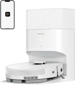 White Dreame D20 Pro Plus robot vacuum and self-emptying dock
