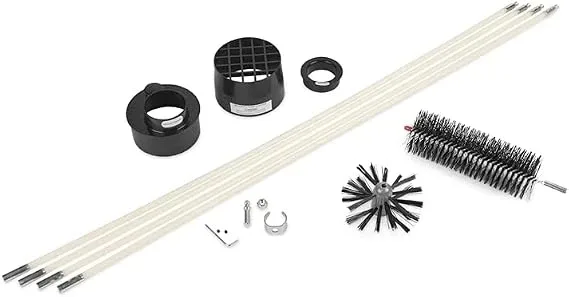 Gardus LintEater RLE202 rods, dryer duct brush and included cleaning accessories.