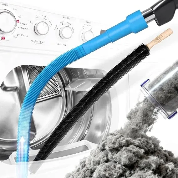 Holikme blue dryer vacuum hose attachment and flexible lint brush.
