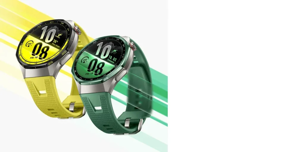 Huawei Watch GT 7 Pro watches with yellow and green straps