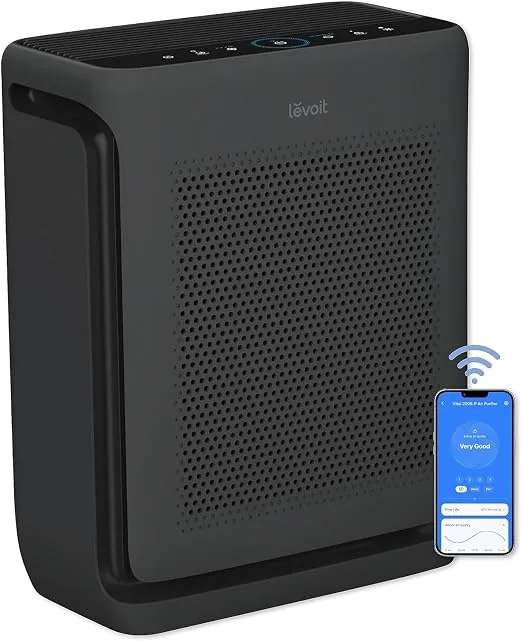 Levoit Vital 200S-P black air purifier.