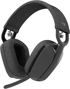 Logitech Zone Vibe 100 graphite Bluetooth headset with boom microphone.