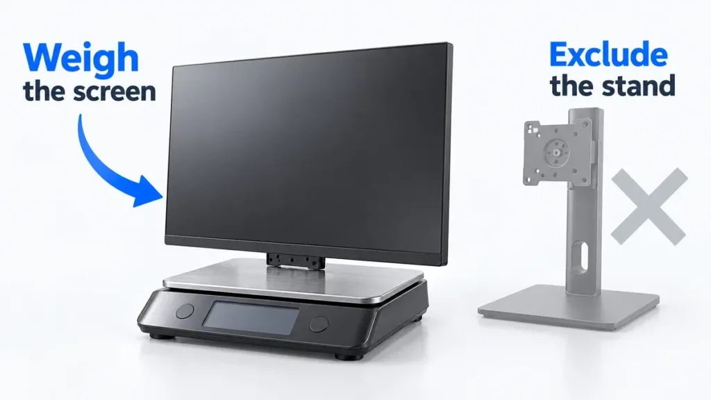 Illustration of a monitor weighed without its detached stand