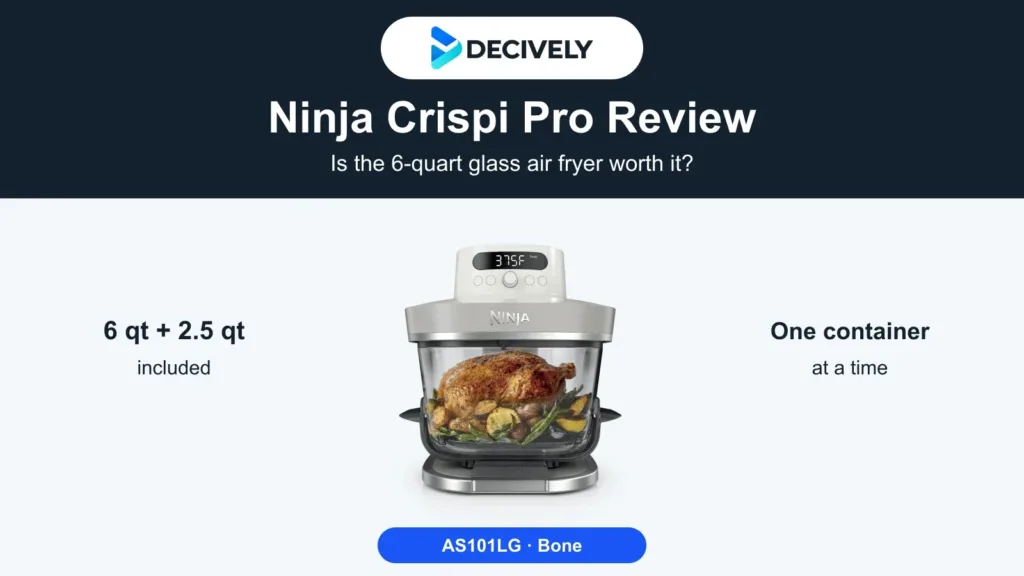 Ninja Crispi Pro AS101LG Bone glass air fryer, with the genuine Decively logo