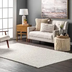 nuLOOM Marlow white shag area rug.