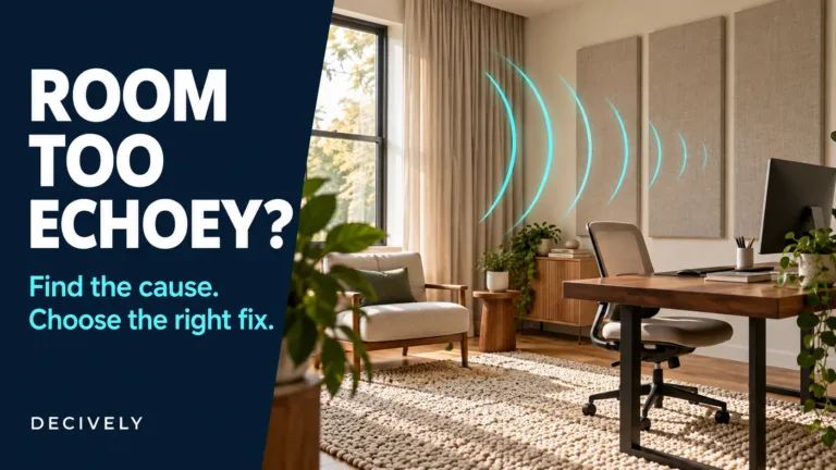 How to reduce echo in a room with acoustic panels, curtains and a rug in a home office.