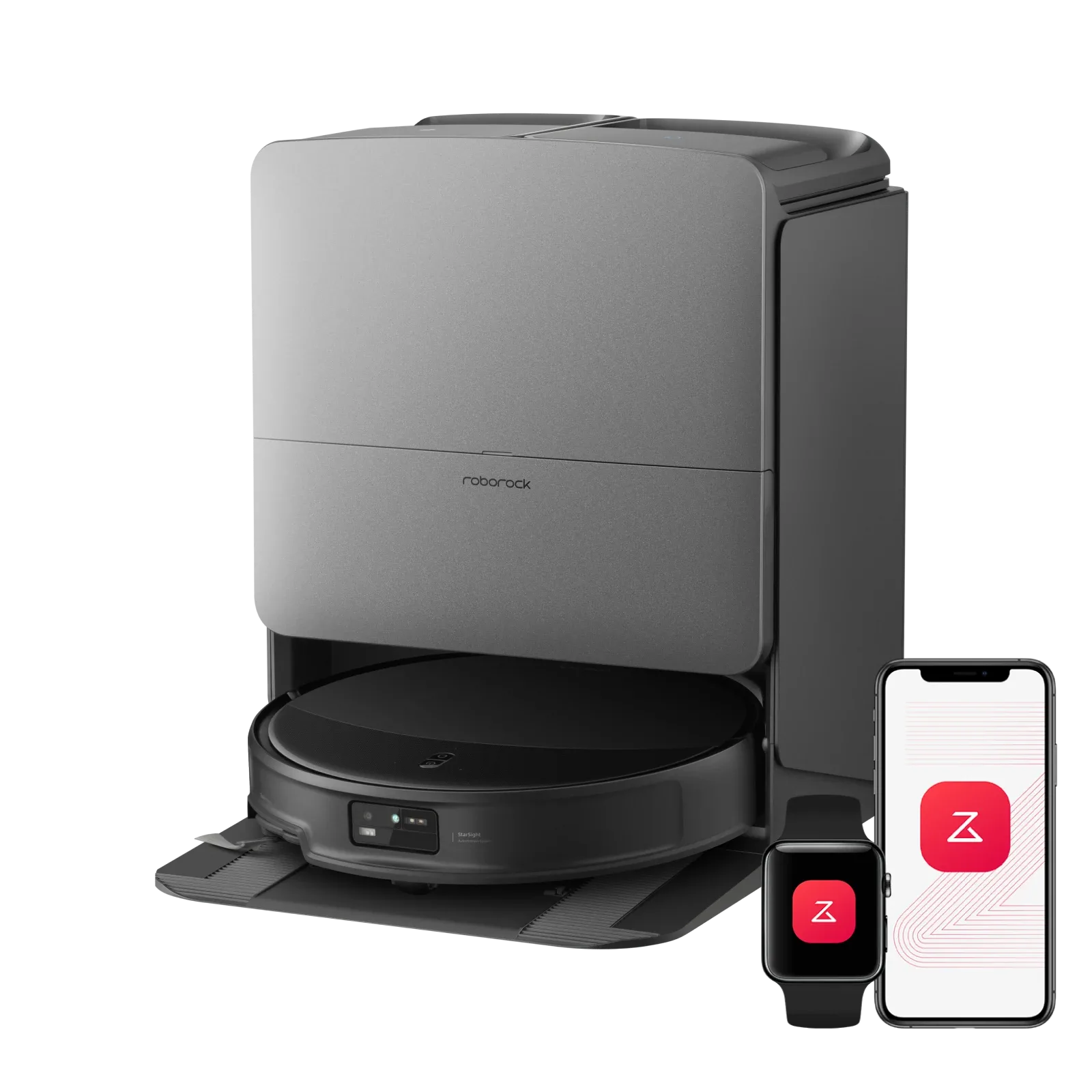 Roborock Saros 20 robot vacuum with dock; official manufacturer image
