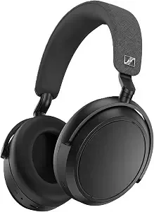 Black Sennheiser MOMENTUM 4 Wireless over-ear headphones.