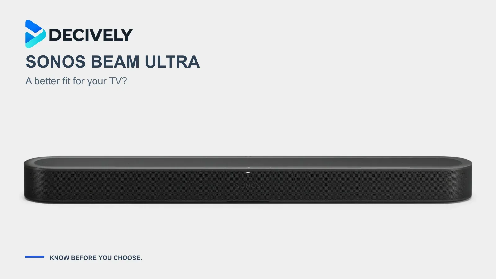 Black Sonos Beam Ultra soundbar in an official product render with the Decively logo.
